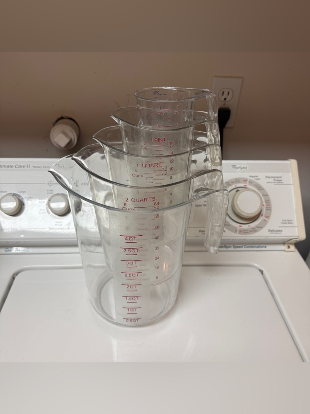 5pc Clear stackable Plastic Measuring Cup Set - Transparent - Picture 2 of 15